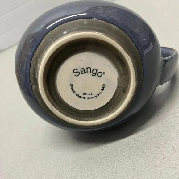 Sango Concepts Blue With White Interior Creamer Pitcher With Handle - Picture 3 of 3